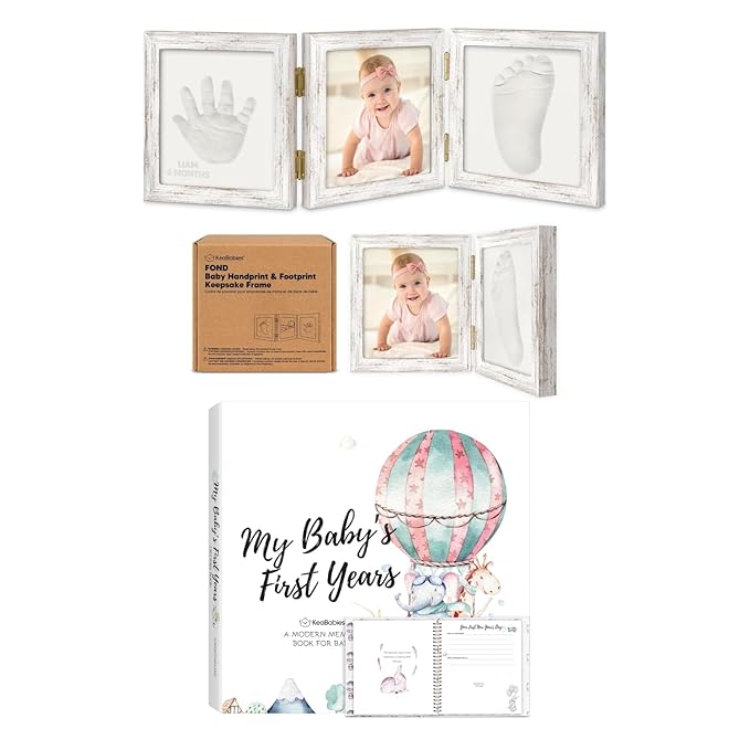 KeaBabies Baby Shower Gifts for Boys, Girls and First 5 Years Baby Memory Book Journal - Baby Hand and Footprint Kit for Baby, Newborn Keepsake Footprint Kit - 90 Pages Hardcover Keepsake Baby Book