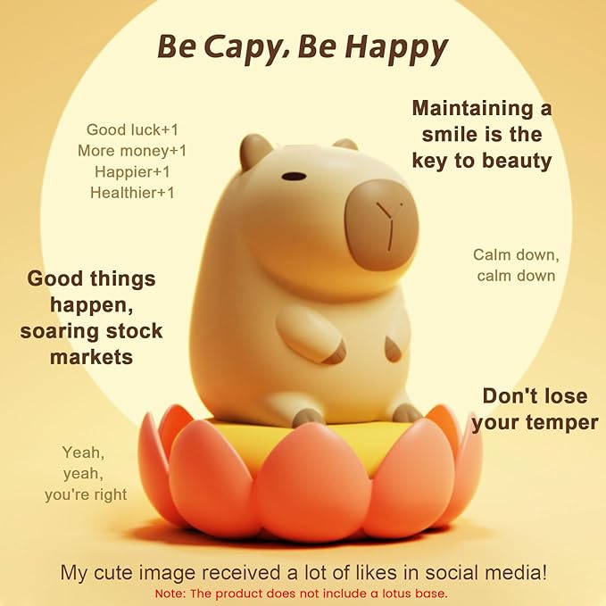 YR YRHH-PET Capybara Cute Night Light, Squishy Capybara Lamp Fun Gift, Rechargeable Dimmable Silicone Touch Nightlight For Kid, College White Elephant Gifts, Capibara Stuff Toy, Baby Nursery LED Décor