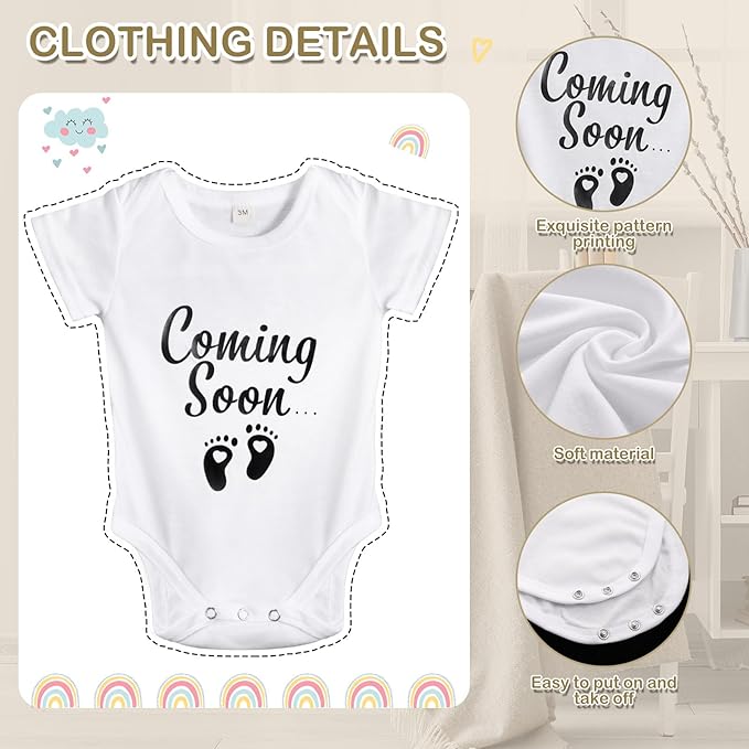 Canlierr 9 Pcs Pregnancy Announcement Set Pregnancy Reveal Ideas Felt Letter Board Baby Bodysuit Booties Photo Frame Bear Plush Wood Blocks for Coming Soon Baby Announcement(Black)