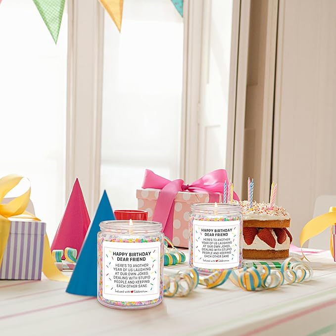 Homsolver Birthday Gifts for Women Men, Friendship Gift for Friends, Unique Christmas Female Coworker, Bestie, Happy Birthday Vanilla Cream Candles