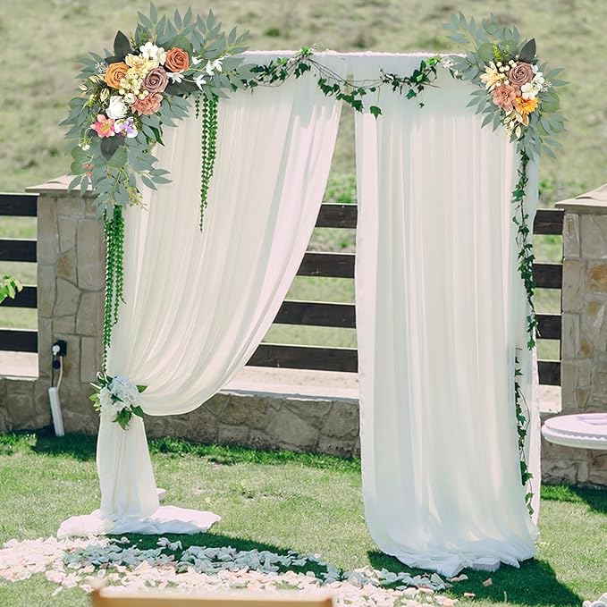 Wedding Arch Flowers Set of 2, Dusty Rose Artificial Flowers Decorations for Bridal Shower, Baby Shower, Rustic Backdrop Decor (Dusty Rose)