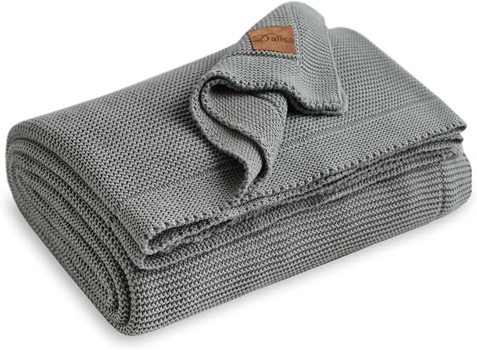 Dalisa 100% Organic Turkish Cotton Throw Blanket - GOTS Certified, Cozy - Perfect for Couch, Bed, and Home Decor - Boho Vintage Knit Alina (Green, 80x90)