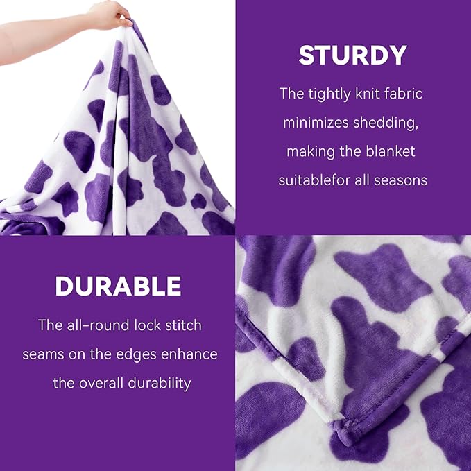 Fleece Blanket Twin Size Purple 60x80 Inches, Ultra Soft Warm Cozy Winter Bed Blanket, All-Season Lavender Home Room Decor, Birthday Gifts, 60"x80"