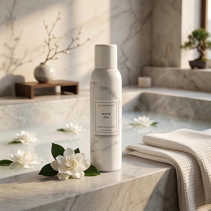 Room Fragrance Air Freshener Spray Concentrated Bathroom, Kitchen, Car, or Office Deodorizer, U.S.- Made by AP Fragrance (White Zen)