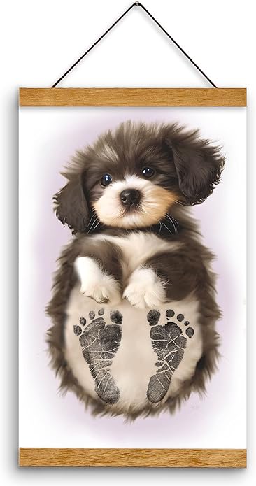 Memory Lane Gifts Co. Baby Footprint Art, Baby Shower Gift, Original Artwork, Nursery Art Keepsake, Puppy