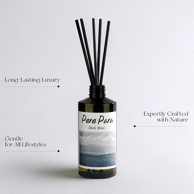 Dark Blue Scent Premium Reed Diffuser Set - 2 Pack, 400ml /14.1 fl.oz Scented Oil with 6 Sticks | Long-Lasting Fragrance for Home & Office | Luxury Gift