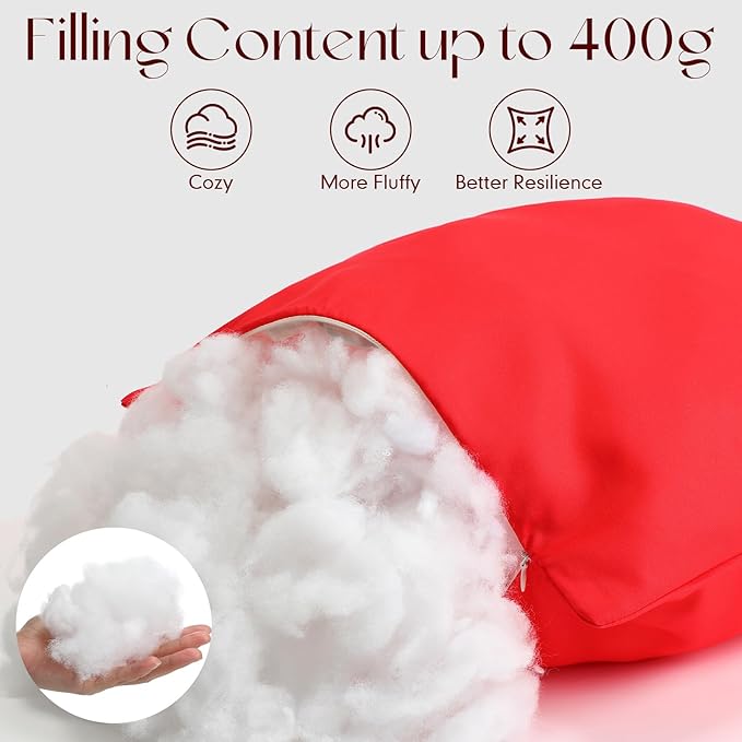 Colingmill 4 Set Waterproof Red Outdoor Throw Pillow Covers with 4 Pillow Inserts 18x18 Inch Decorative Waterproof Throw Cushion for Sofa Couch Home Patio