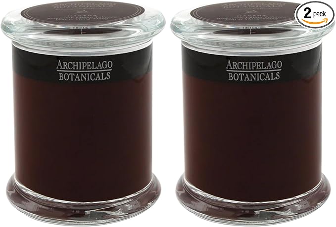 Archipelago Botanicals Havana Glass Jar Candle, Bergamot, Tobacco Flower and Ylang Scent, Lead-Free Candle Wicks, Burns Approx. 60 Hours (8.6 oz) (Pack of 2)