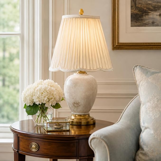 Royal Designs, Inc. BS-754-14EG-2 Bottom Scallop Gather Pleat Basic Lamp Shade, 7 x 14 x 11.5, Eggshell, 2-Pack