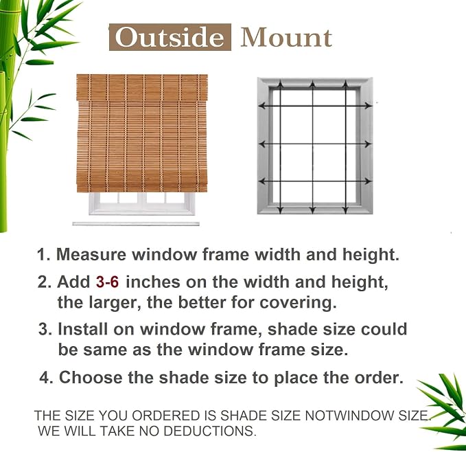 Sunbox Cordless Bamboo Roman Shade, Room Darkening Woven Wood Shades | Natural Caramel Brown Bamboo Window Shades for Living Room Bedroom Kitchen Doors, Easy to Install