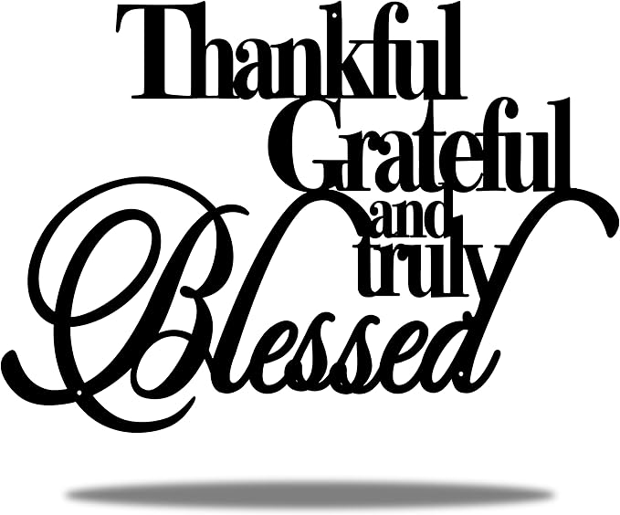 Vivegate Thankful Grateful Blessed Wall Decor – Home Thankful Iron Wall Decor Blessed Wall Signs for Home Decor Entry Way (Medium - 15"X10")