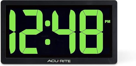 AcuRite 75112M 10-inch LED Digital Clock with Auto Dimming Brightness, Green
