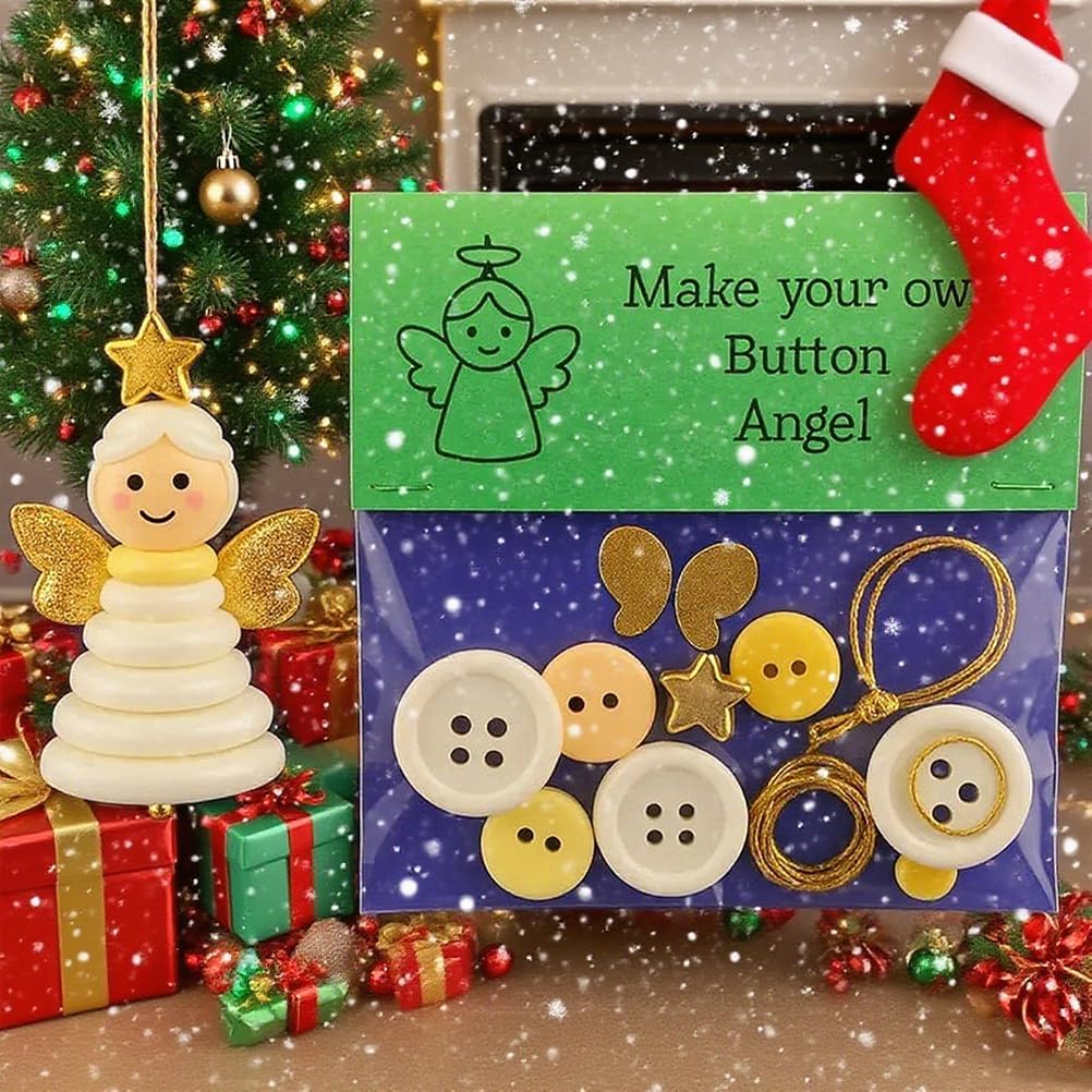 DIY Christmas Button Ornament Making Set - Snowman/Santa/Angel, Fun Holiday Craft Kit for All Ages, Ideal Xmas Tree Hanging Decor & Festive Gifts (D 8)