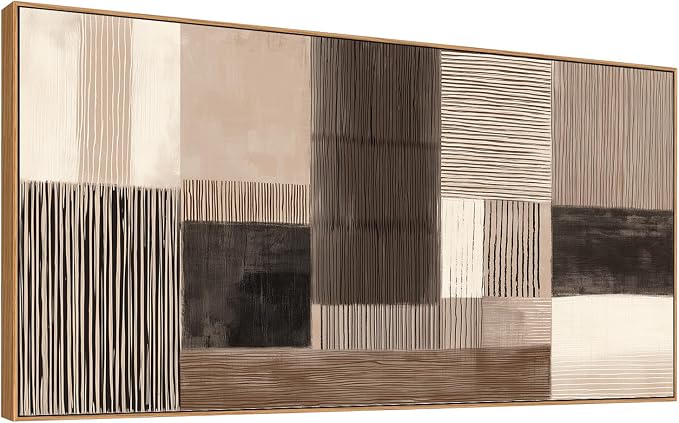 HUADAOART Abstract Geometric Canvas Wall Art Neutral Brown Tones Canvas Print Modern Style 58 x 30 in Home Decor for Living Room Bedroom Office Wall Decoration Ready to Hang