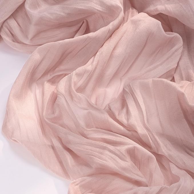 Socomi 3pcs Pink Cheesecloth Table Runner Easter Spring Boho Rustic Gauze Dusty Pink Farmhouse 120 inch 10FT Cheese Cloth Runner for Wedding Party Baby Shower Birthday Home Decor