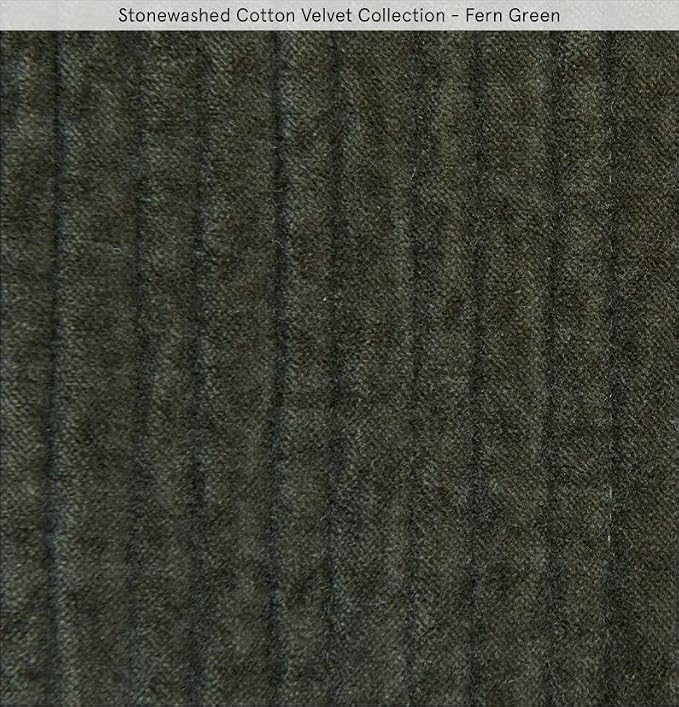 HiEnd Accents Stonewashed Velvet Quilted Euro Sham, 27x27 inch, Fern Green Solid Color, Classic Traditional Rustic Style Luxury Bedding