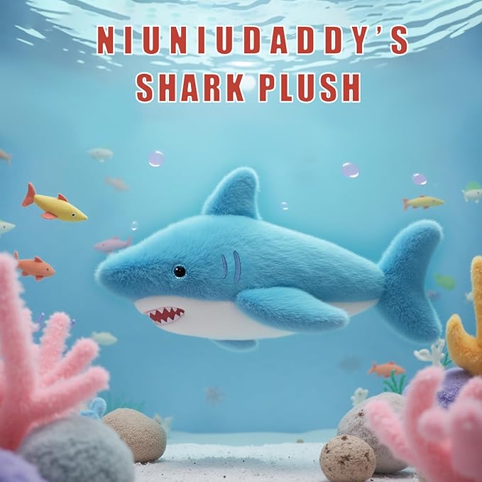 Niuniu Daddy 23" | 3.3 Pound Shark Weighted Stuffed Animals for Kids Adults, Soft Shark Weighted Plush Animal Calming Toys for Sleeping, Cute Body Pillow for Presents Birthday Christmas Holiday