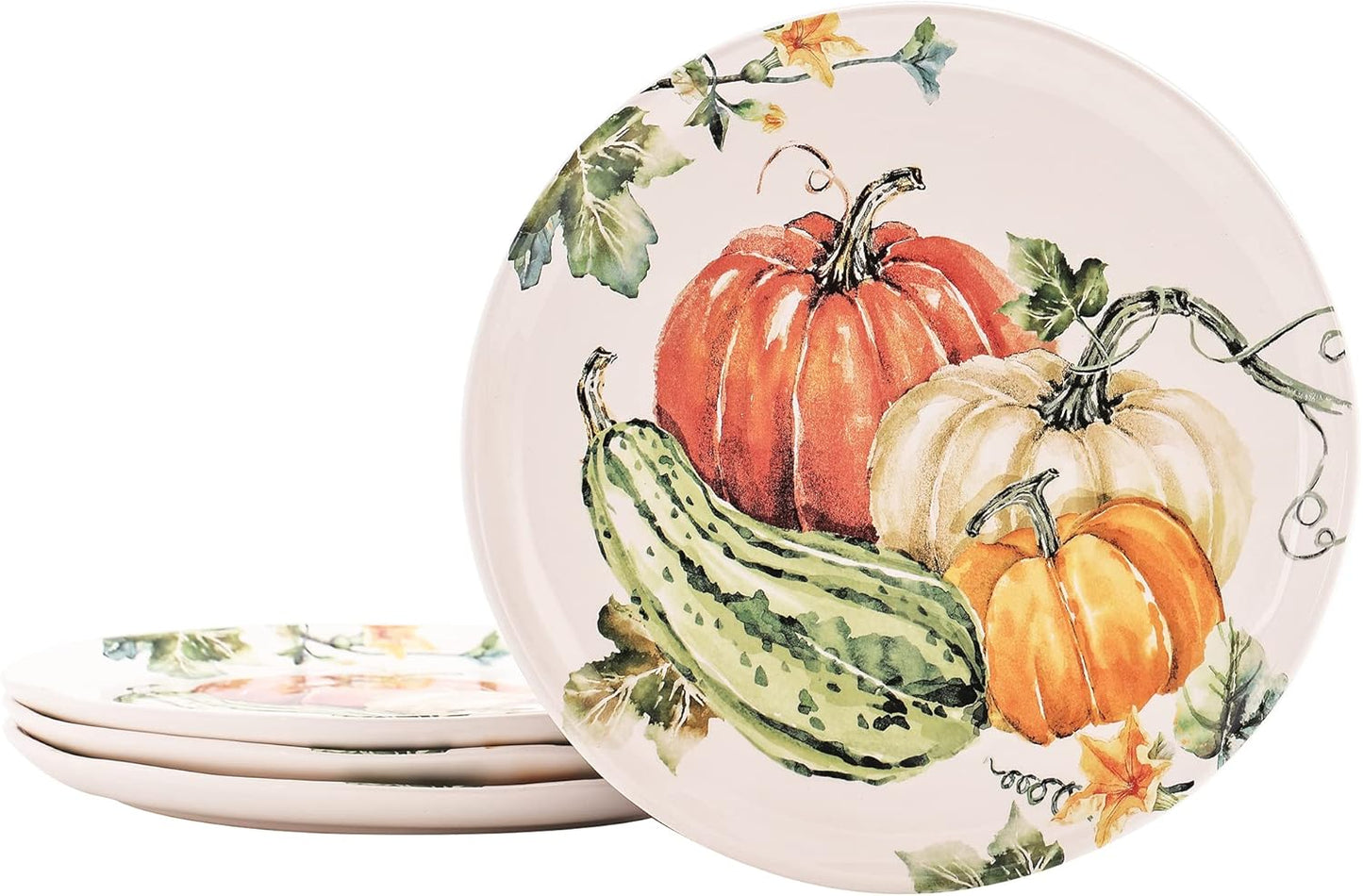 Bico Pumpkin Feast Dinner Plates Set of 4, 11 Inch Large Ceramic Plates for Pasta, Steak, Stylish Serving Dishes, Microwave and Dishwasher Safe, Gift for Housewarming and Thanksgiving