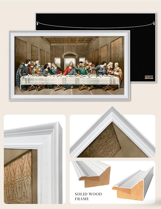 DECORARTS - The Last Supper by Leonardo Da Vinci Giclee Reproduction, Giclee Print on Acid-Free Cotton Canvas with Matching White Solid Wood Frame