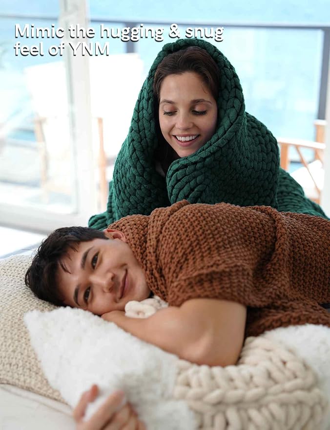 YnM Chunky Throw Blanket, Medium-Weight, Hand Knitted, Skin Friendly, Ventilated and Breathable, Machine Washable, Home Décor Piece for Couch, Sofa and Bed (Pacific Green, 50x70 Inch)