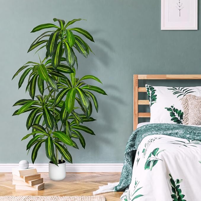 Artificial Dracaena Tree 6FT – Tall Artificial Indoor Tree, Large Indoor Plant for Living Room & Home Decor, Big Faux Floor Plant for Bedroom, Office, Apartment, Realistic Tree Decor Indoor