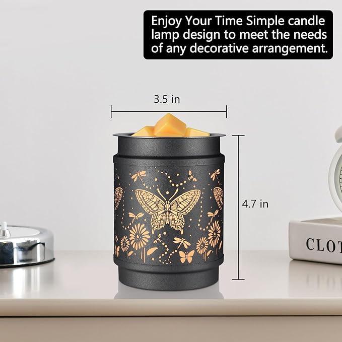 kobodon Wax Melt Warmer Metal Wax Warmer for Scented Wax Electric Fragrance Candle Oil Burner 2 in 1 Wax Melts as Gifts for Moms Grandma Women Girls(Butterfly)