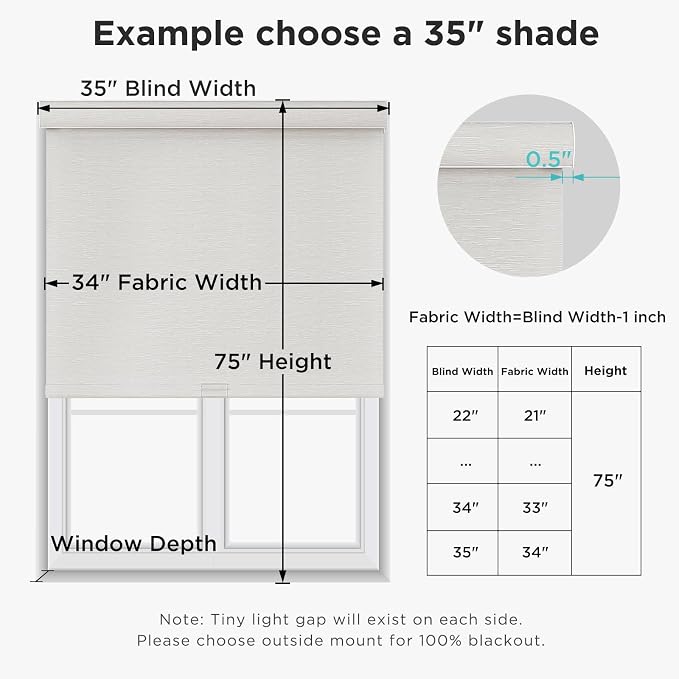 Joydeco Natural Woven Roller Shades for Indoor Windows, Cordless Blackout Blinds with Curved Valance, Thermal Insulated UV Protection Privacy Window Shades for Home and Office (Beige,27" W x 64" H)