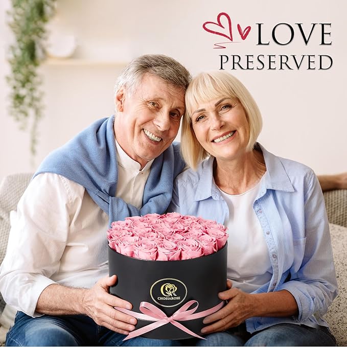 Forever Flowers Preserved Roses - 27 Preserved Flowers for Delivery, Forever Pink Rose Gifts for Women Mom Gifts for Birthday Anniversary Flower Gift for Women Wife Her Grandma Mothers Day