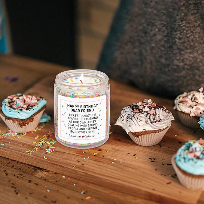 Homsolver Birthday Gifts for Women Men, Friendship Gift for Friends, Unique Christmas Female Coworker, Bestie, Happy Birthday Vanilla Cream Candles