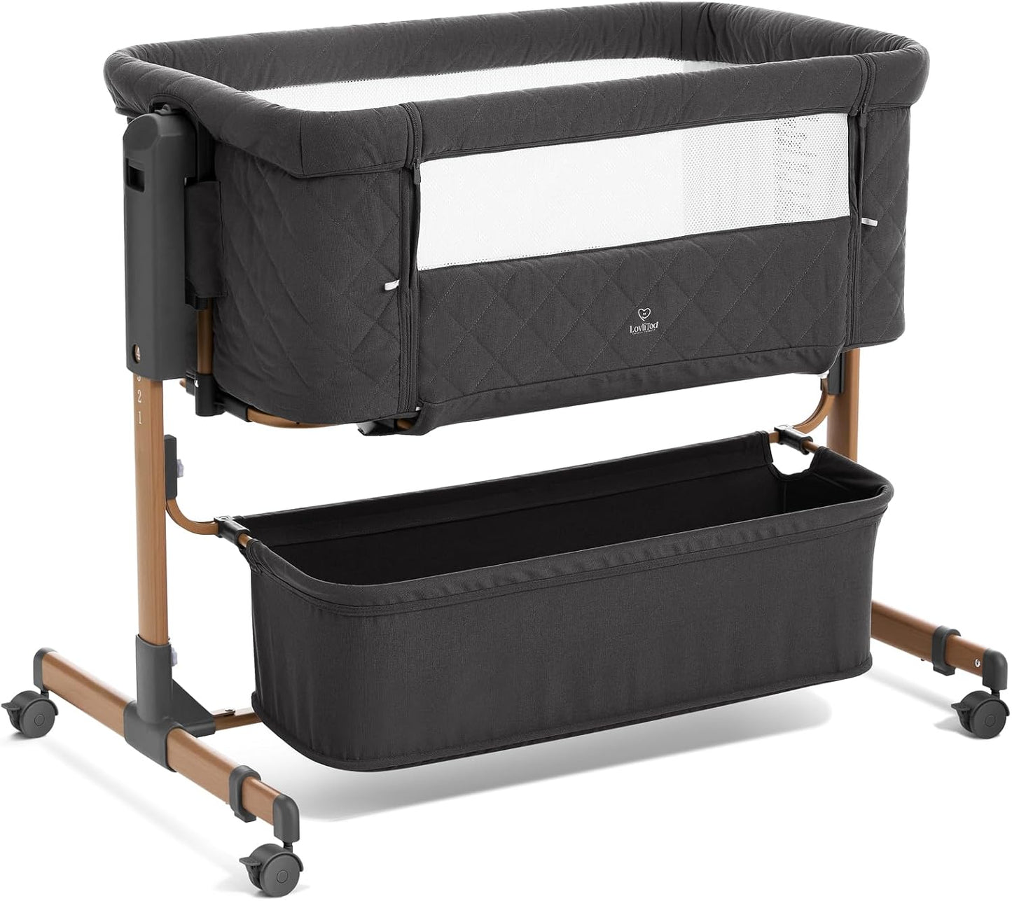 3 in 1 Baby Bassinet, Rocking Bassinet, Bedside Bassinet, 6-Height Adjustable, Bassinet Bedside Sleeper, Bedside Bassient for Baby with Comfy Mattress, Breathable Mesh, Large Storage Basket