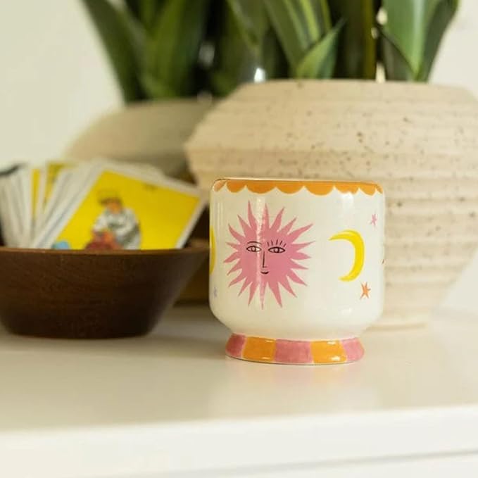 Paddywax Scented Candles Dopo Hand-Painted Ceramic Luxury Artisan Candle, 8-Ounce, Sun - Orange Blossom
