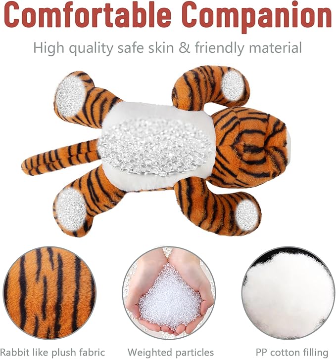 Niuniu Daddy 20" | 3.3 Pound Tiger Weighted Stuffed Animals for Adults, Stuffed Tiger Plush Toy for Toddler Teens Kids, Large Fluffy Plushy Pillow with Soft Fur for Present Christmas Birthday
