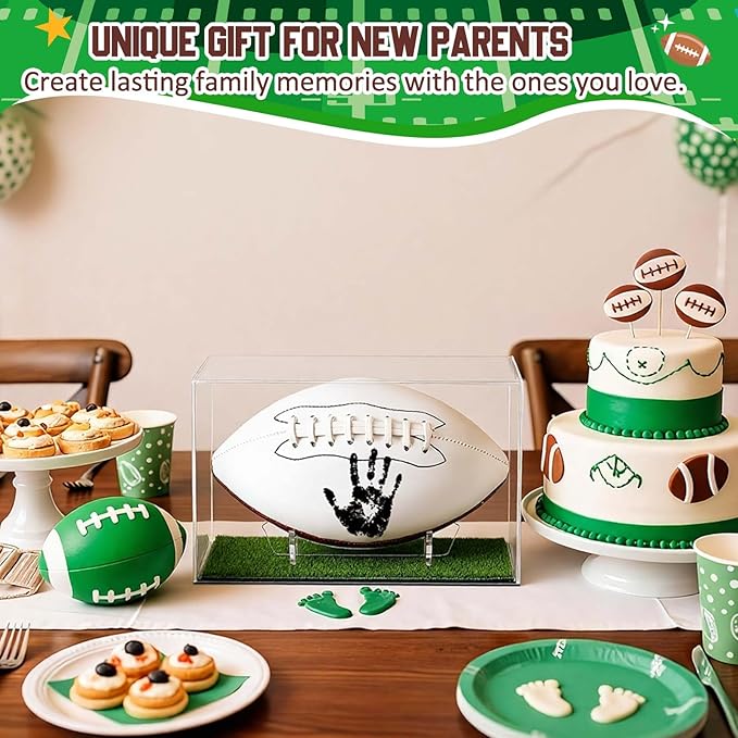 Soulchen Football Newborn Footprint Kit with Ink Pad Baby Hand and Footprint Kit for Newborn Memory Rookie of the Year First Birthday Baby Shower Gifts