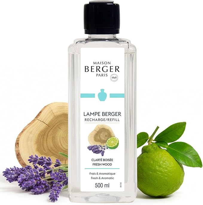 MAISON BERGER Fresh Wood Lampe Berger Refill, 500 ml (16.9 fl oz), 2-in-1 Catalytic System, Neutralizes Odors and Diffuses Fragrance, Bergamot, Marine Notes, Pineapple, Lavender, Made in France
