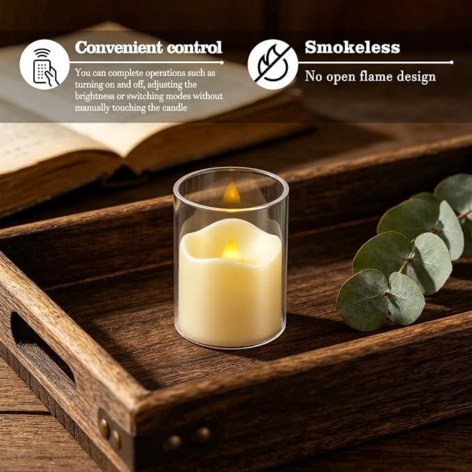 24-Pack 1.65"x2.36" Flameless Small LED Tea Lamp Candles - 3D Realistic Flame,Ivory Flickering Warm Light Battery-Powered with Remote Control and Timer for Home, Weddings & Parties.