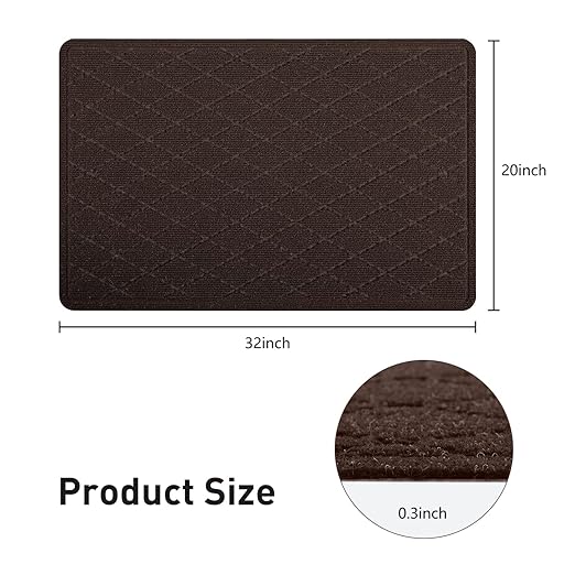 KOOTETA Non Slip Stair Treads Landing Rug for Wooden Steps Indoor, 20"X32" Landing Slip Resistant Stair Rugs for Kids and Dogs, Polyester Stair Landing Mat,Brown