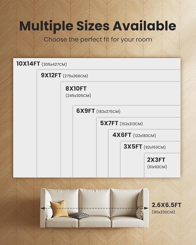 AMADA HOMEFURNISHING 10x14 Area Rugs for Living Room, Modern Large Area Rugs with Non-Slip Backing & Low Pile, Neutral Soft Washable Rug for Large Bedroom Dining Room Nursery Office, Beige