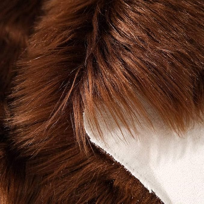 Carvapet Luxury Faux Sheepskin Chair Cover - Soft Plush Fur Seat Pad Skid-Resistant Fluffy Area Rug for Desk Armchair Bedroom Decor Brown 2x3 Feet
