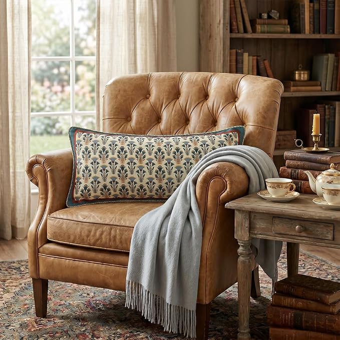 patdrea French Vintage Linen Throw Pillow Cover,12"x28",Set of 2-Wensel D | RusticDecorative Pillow Case,Farmhouse Floral Pattern,Cushion Coverfor Couch Living Room Bedroom Sofa