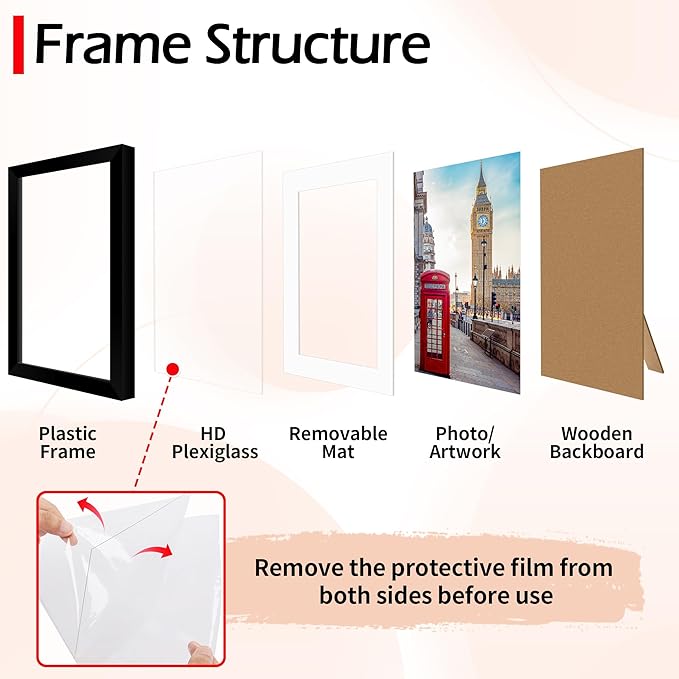 5x7 Picture Frame 2 Pack, Black Picture Frames for Wall or Tabletop Display, Fits Pictures 4x6 with Mat or 5x7 Without Mat, Poster Photo Frame with Plexiglass for Gallery Home Wall Decor