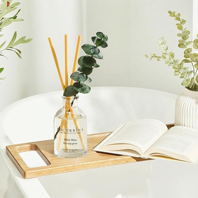 COCORRÍNA Eucalyptus Reed Diffuser Set of 3 - Wild Mint & Eucalyptus, White Pine, Cashmere Vanilla Scents, 1.7 fl oz Each, Total 5.1 oz, Scented Oil Diffusers for Home & Office