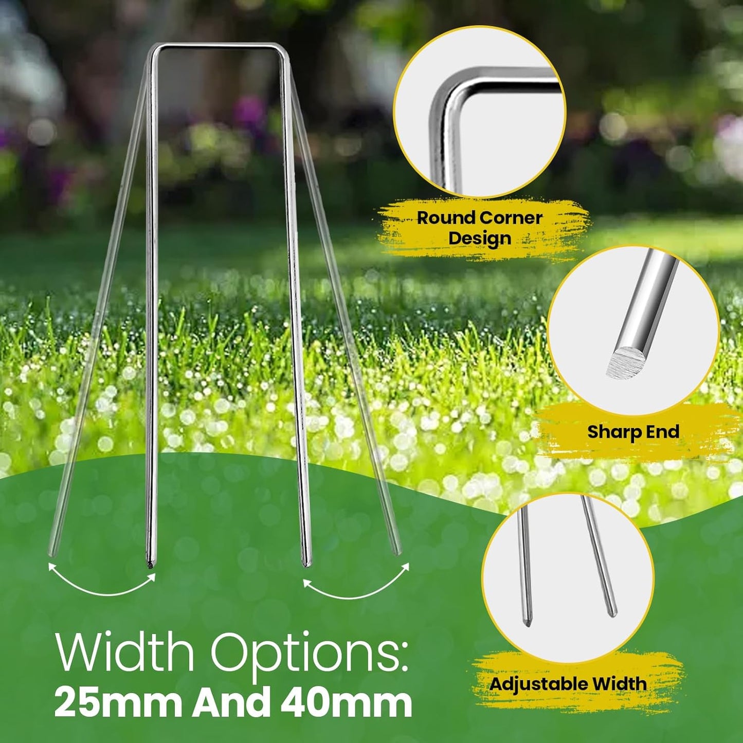 Landscape Staples Galvanized 6 Inch 60 Pcs, Metal Garden Stakes 1.6 Inch Width, Garden Staples for Weed Barrier Tubing Lawn 11 Gauge