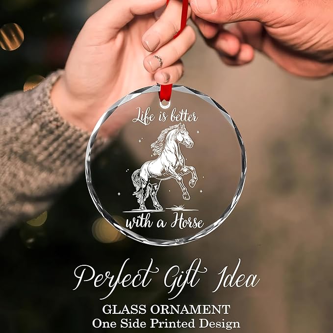 Horse Glass Ornament – Horse Christmas Ornaments for Tree, Unique Horse Gifts for Women, Horse Themed Gifts, for Horse Lovers, Horses Ornaments for Christmas Tree