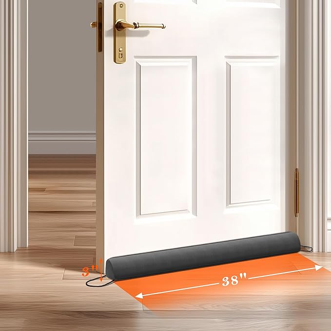 Sunolga Door Draft Stopper Blocks Hot and Cold Air with Removable Washable Cover for Bottom of Door, All-Season Seal for Noise, Light, Door Sweep for Gaps Up to 3", Home Essentials, 38", Dark Gray