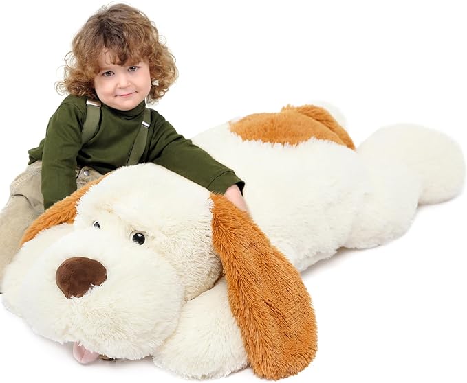 MorisMos Giant Dog Stuffed Animals, 31inch Large Dog Plush Soft Big Puppy Pillow Toy Gifts for Kids, Girls, Boys, White
