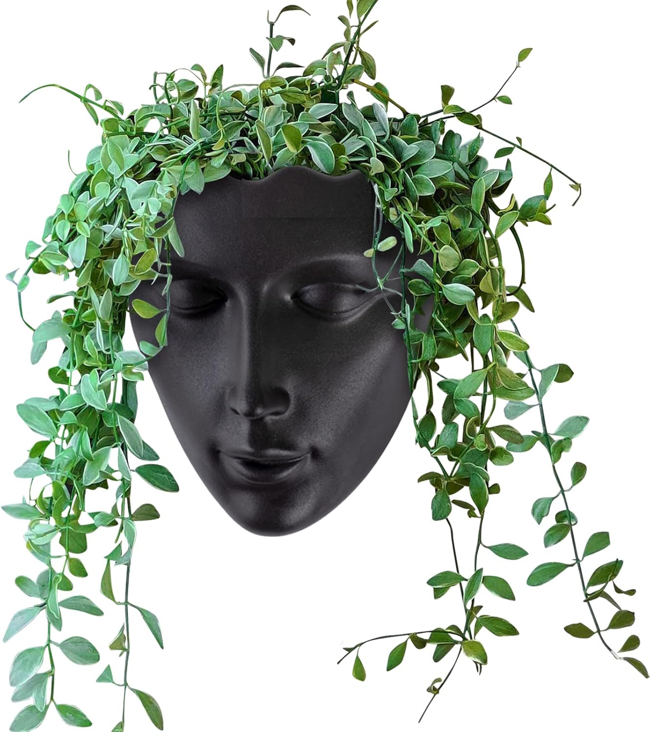 GDYOOSHOW 6.7" Tall Hanging Planter Wall Flower Pot for Garden Balcony Indoor or Outdoor (Black Resin)