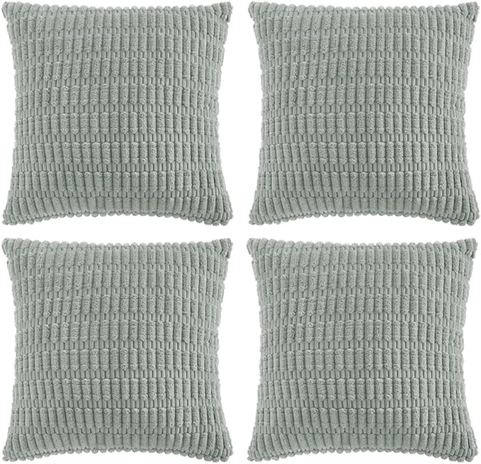 Fancy Homi 4 Packs Decorative Throw Pillow Covers for Living Room Couch Bed, Modern Farmhouse Boho Home Décor Accent Cushion Case, 12" x 12" (Pack of 4), Grey Blue