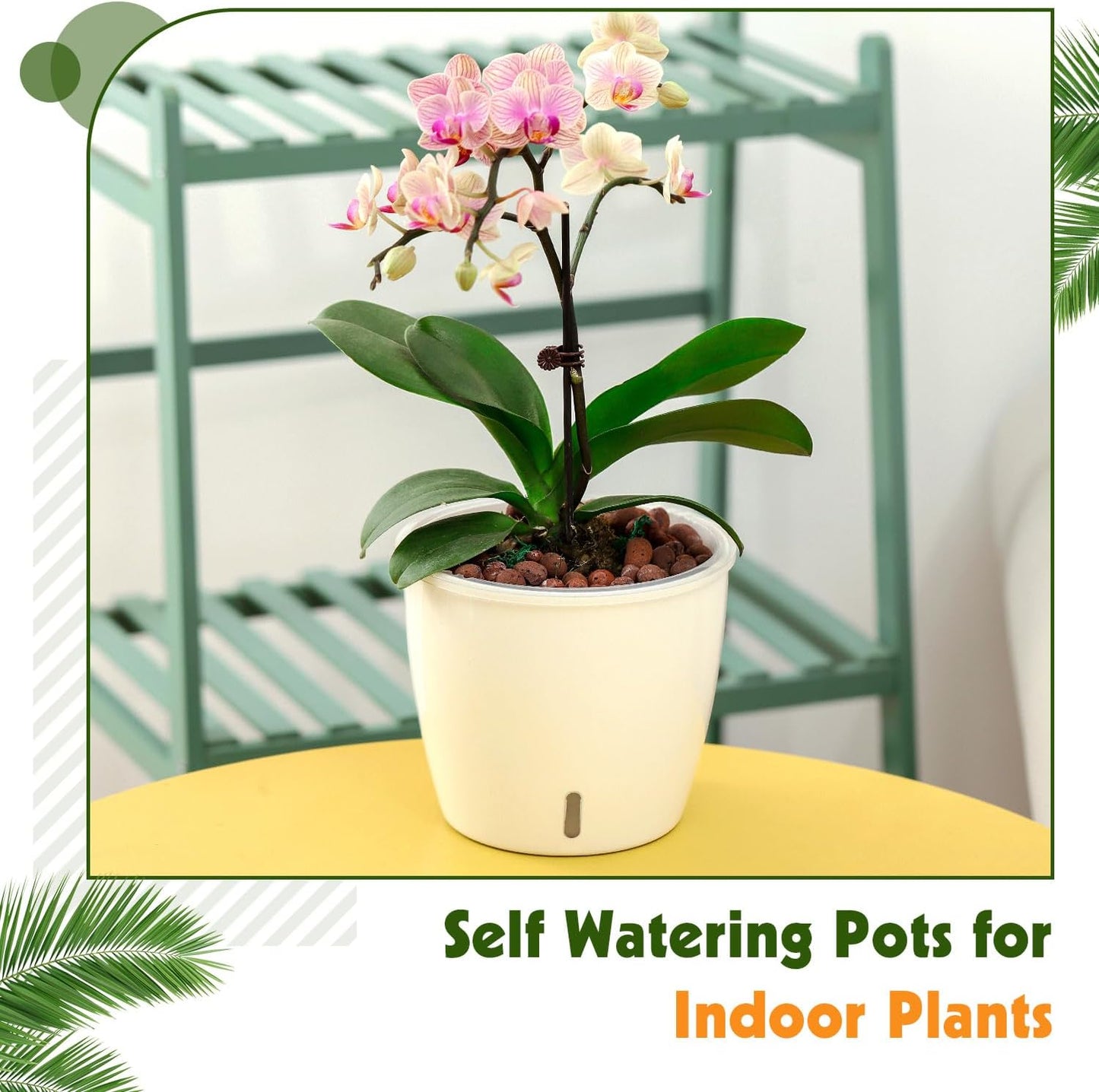 Self-Watering Pots for Indoor Plants, 8-Pack 6.7'' Self Watering Planter with Drainage Holes, Small African Violet Pots with Water Indicator, Clear Wick Pot, White