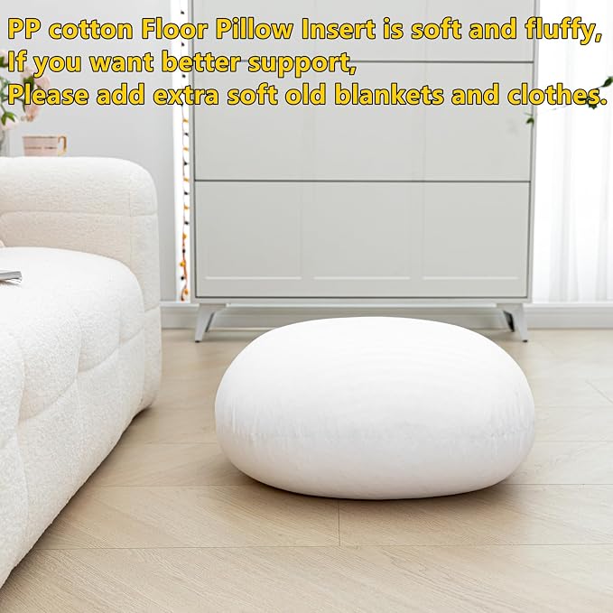 Asuprui Soft Floor Pillow Large Floor Cushion for Sitting Fur Meditation Pillow Premium Yoga Pillow for Living Room Bedroom Balcony Outdoor (Snow Coffee Floor Pillow with Insert)