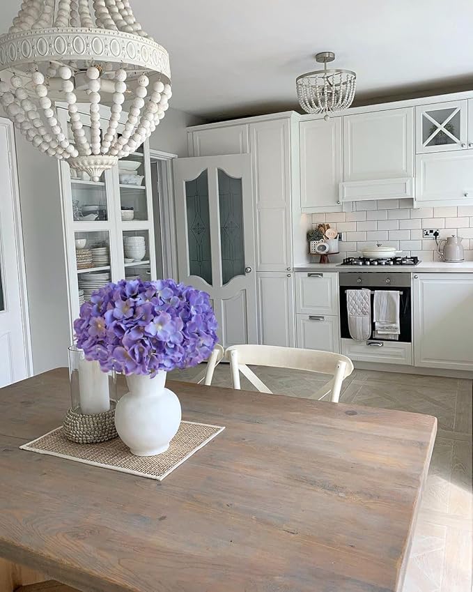 JINWOE 5Pcs Puple Artificial Silk Hydrangea Flowers, 20Inch Large Lifelike Faux Hydrangea with Stems Bouquet for Home Table Centerpieces Wedding Baby Shower Garden Party Decoration